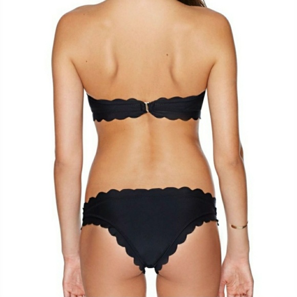 Nasty Gal Black Bandeau Scalloped Bikini Set XS - Picture 4 of 8